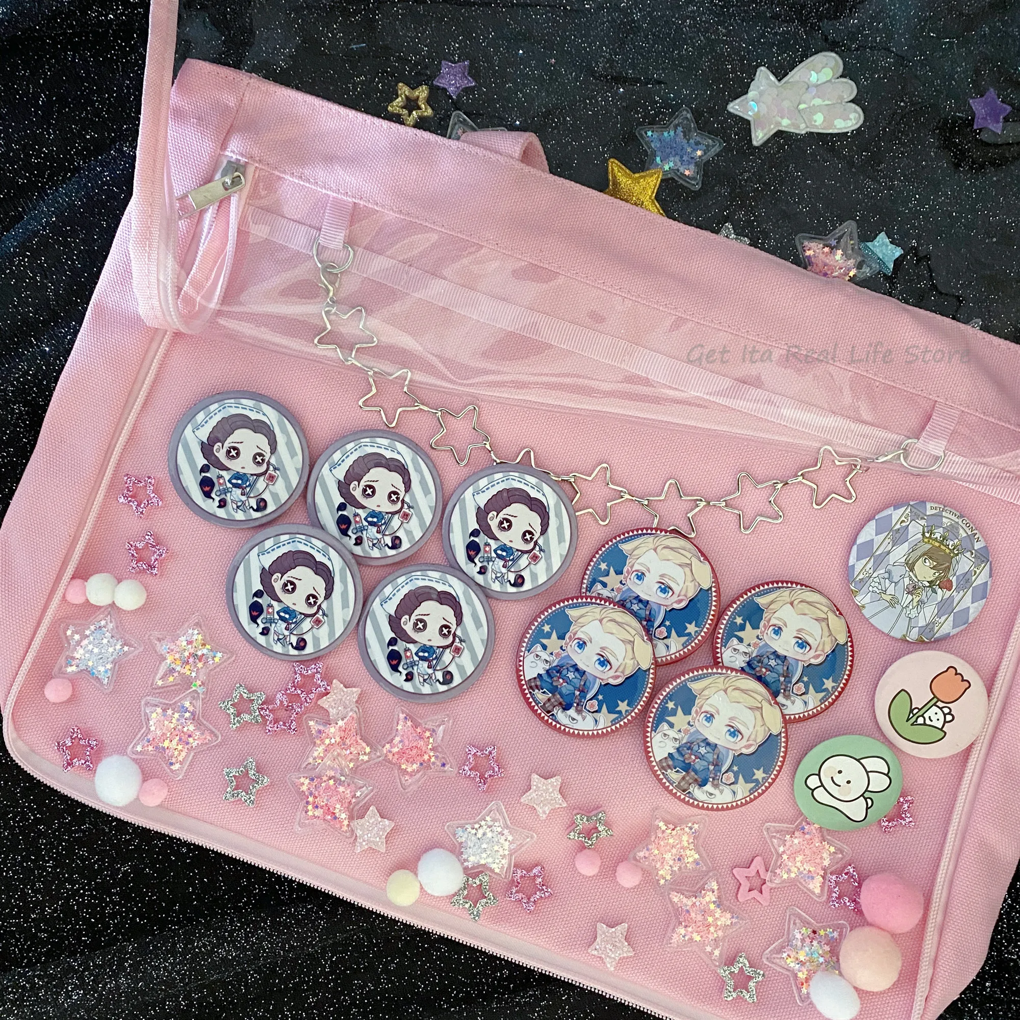 Italife Pink Shining Stars Ita Bag Accessories 4 Colors Kawaii Candy Color Stars Meteor Starry for Blue Itabag Decorations H324