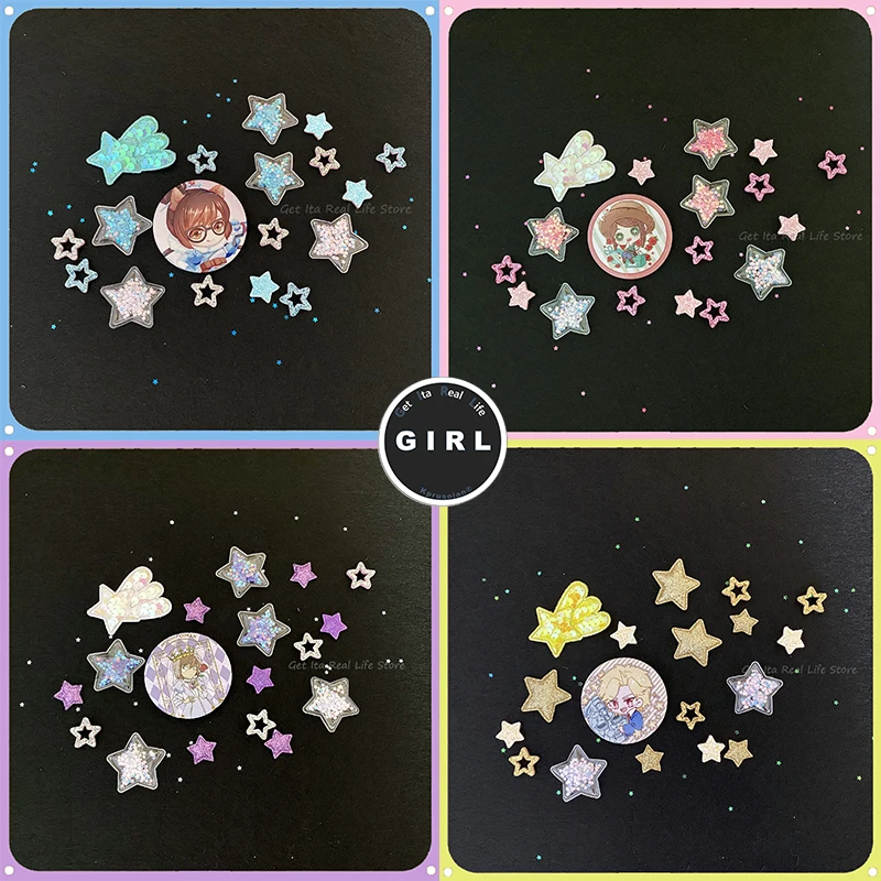Italife Pink Shining Stars Ita Bag Accessories 4 Colors Kawaii Candy Color Stars Meteor Starry for Blue Itabag Decorations H324