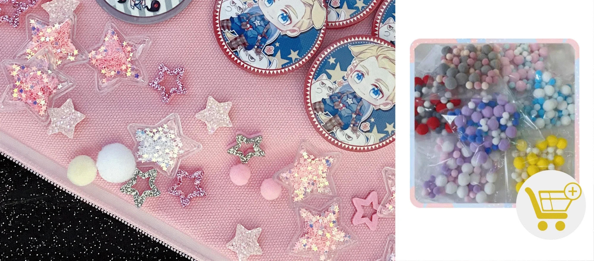 Italife Pink Shining Stars Ita Bag Accessories 4 Colors Kawaii Candy Color Stars Meteor Starry for Blue Itabag Decorations H324