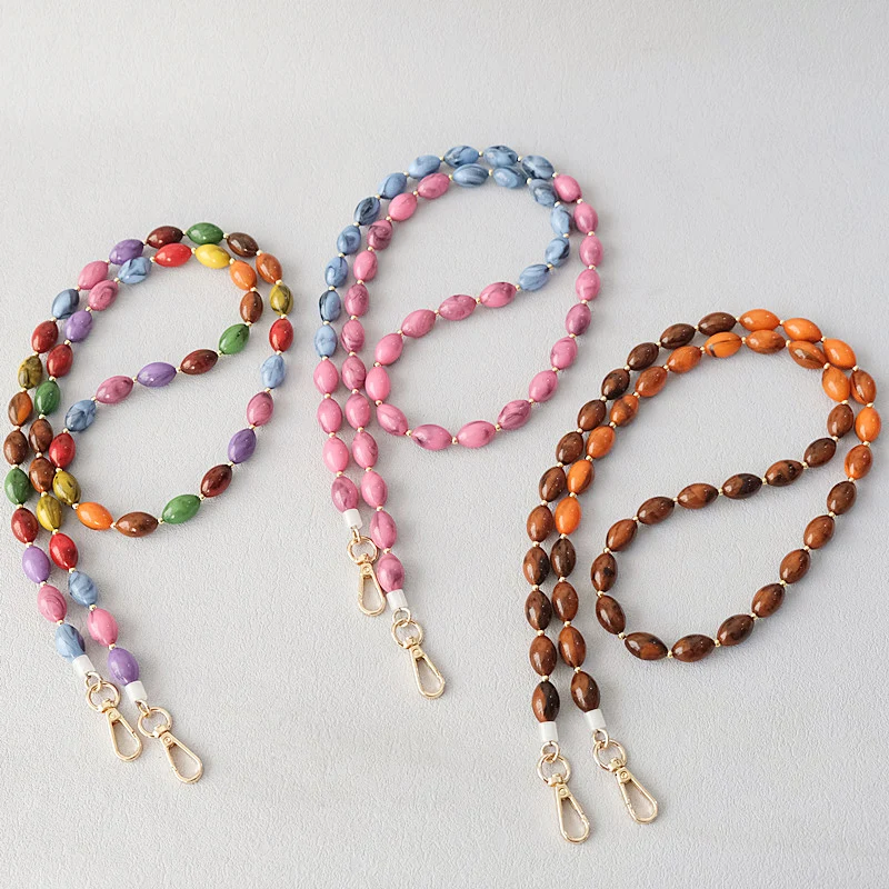 New Fashion Woman Bag Accessory Detachable Vintage Candy Beaded Chain Acrylic Bag Rope Strap Women Handbag Shoulder Handle Chain