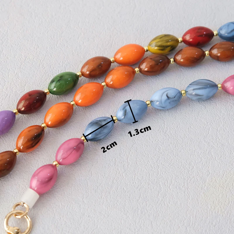New Fashion Woman Bag Accessory Detachable Vintage Candy Beaded Chain Acrylic Bag Rope Strap Women Handbag Shoulder Handle Chain