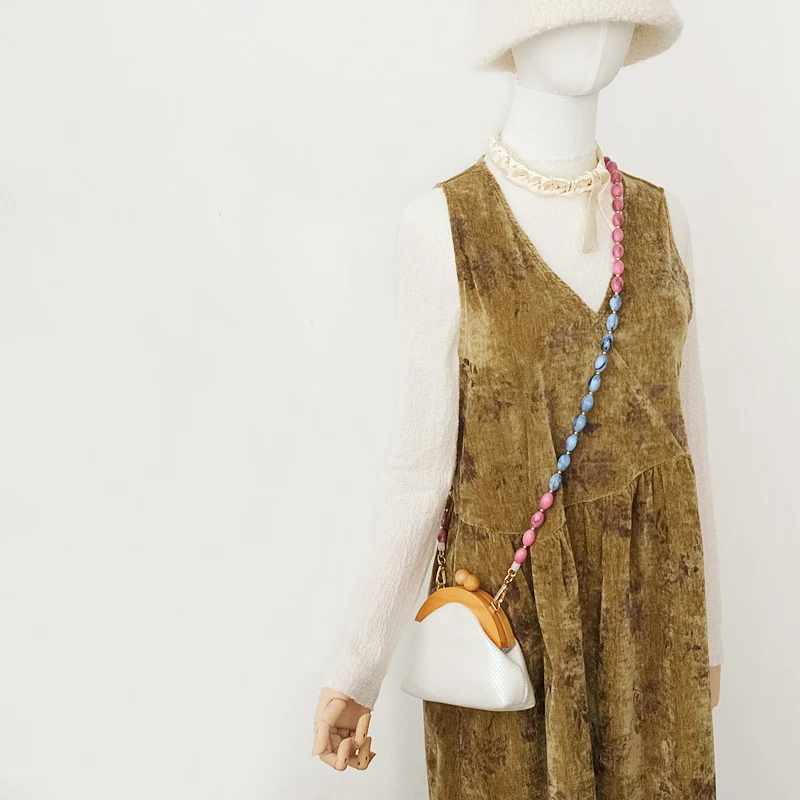 New Fashion Woman Bag Accessory Detachable Vintage Candy Beaded Chain Acrylic Bag Rope Strap Women Handbag Shoulder Handle Chain