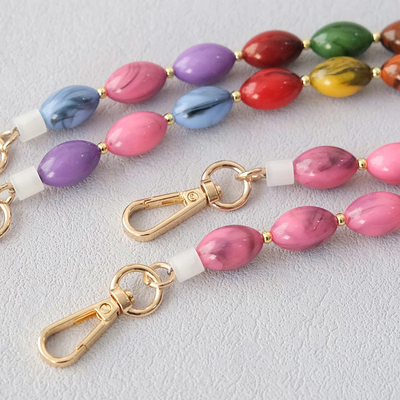 New Fashion Woman Bag Accessory Detachable Vintage Candy Beaded Chain Acrylic Bag Rope Strap Women Handbag Shoulder Handle Chain