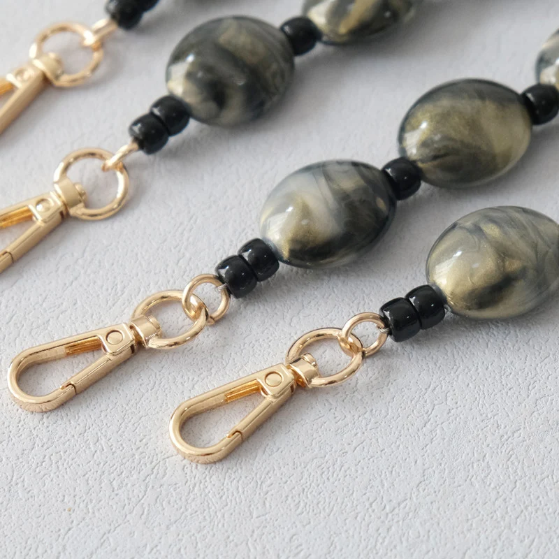 New Fashion Woman Bag Accessory Detachable Vintage Grey Bead Chain Acrylic Bag Rope Strap Women Handbag Shoulder Handle Chains