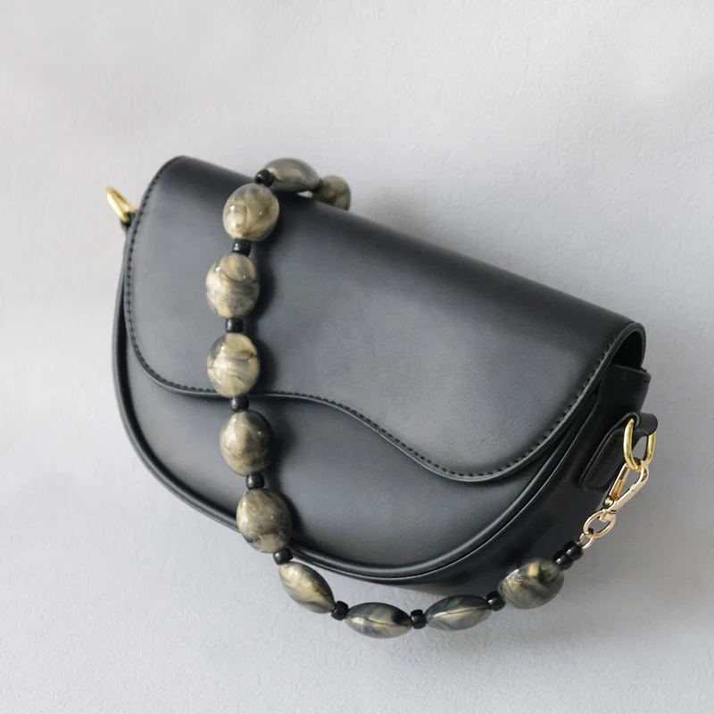 New Fashion Woman Bag Accessory Detachable Vintage Grey Bead Chain Acrylic Bag Rope Strap Women Handbag Shoulder Handle Chains