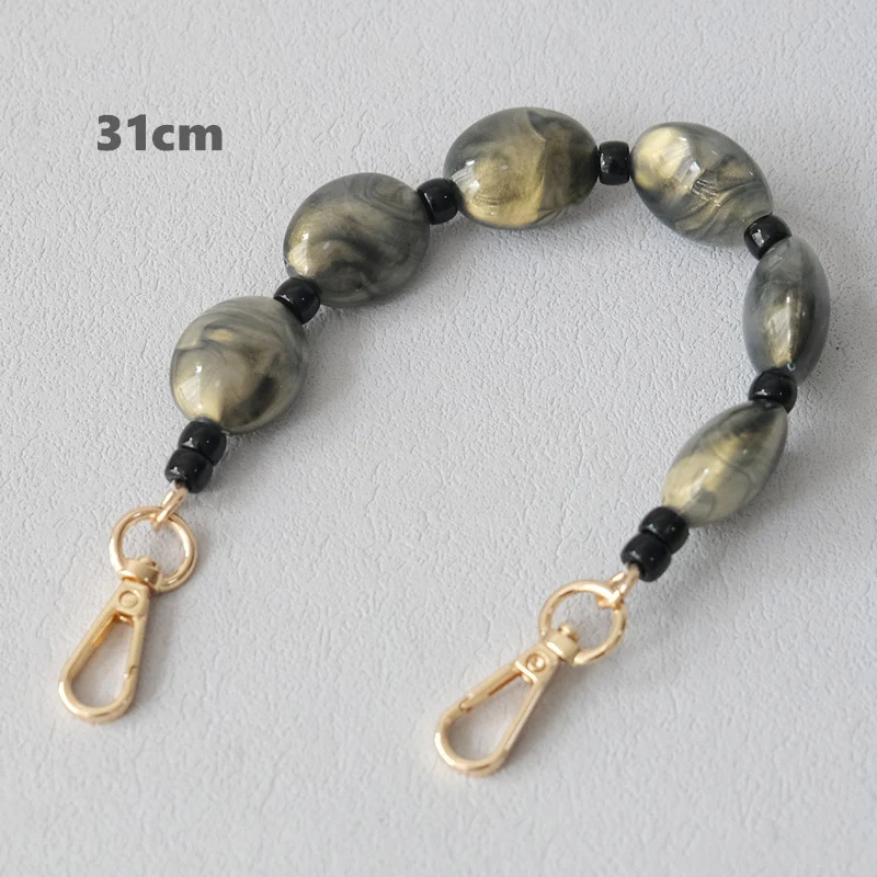 New Fashion Woman Bag Accessory Detachable Vintage Grey Bead Chain Acrylic Bag Rope Strap Women Handbag Shoulder Handle Chains