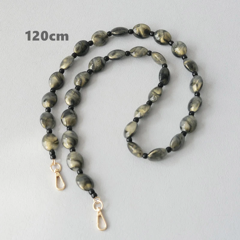New Fashion Woman Bag Accessory Detachable Vintage Grey Bead Chain Acrylic Bag Rope Strap Women Handbag Shoulder Handle Chains