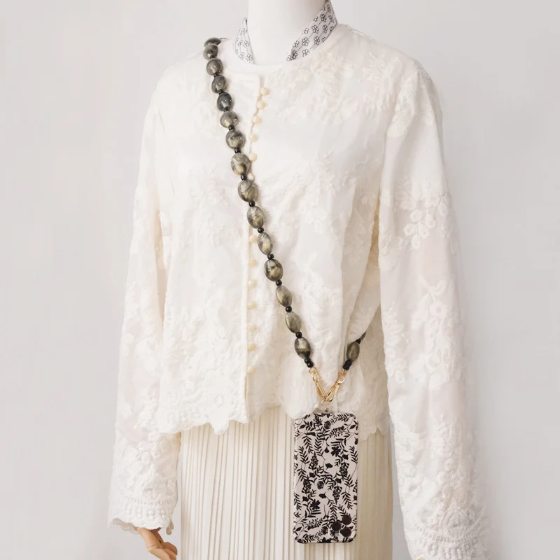 New Fashion Woman Bag Accessory Detachable Vintage Grey Bead Chain Acrylic Bag Rope Strap Women Handbag Shoulder Handle Chains