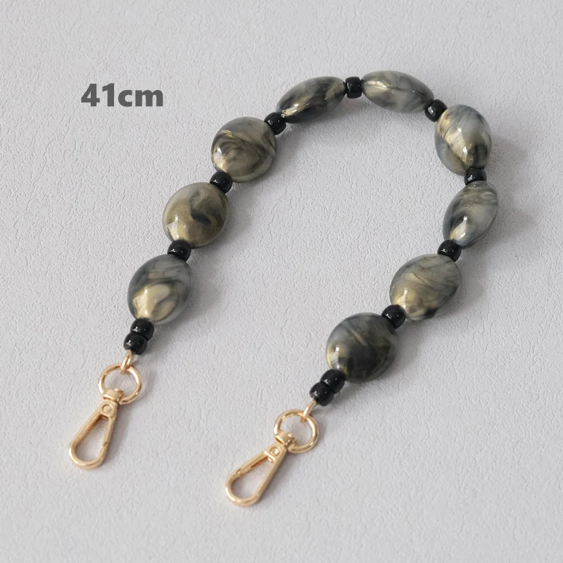 New Fashion Woman Bag Accessory Detachable Vintage Grey Bead Chain Acrylic Bag Rope Strap Women Handbag Shoulder Handle Chains