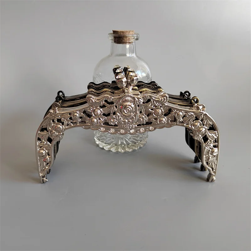 1 Set Antique Brass Bronze Color Metal Purse Frame Crystal On Surface Screws Obag1 Set Antiqu Material Metal Purse Handle Frame
