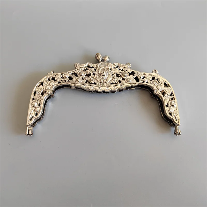 1 Set Antique Brass Bronze Color Metal Purse Frame Crystal On Surface Screws Obag1 Set Antiqu Material Metal Purse Handle Frame