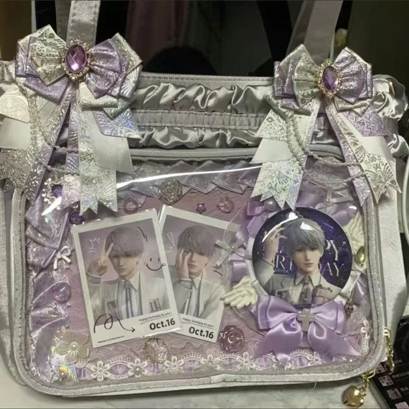 Italife Big Chain Bows Women Ita Bag Accessories for Anime ACG Display Girl Clear Pocket Backpack Itabag Decoration Luxury H351
