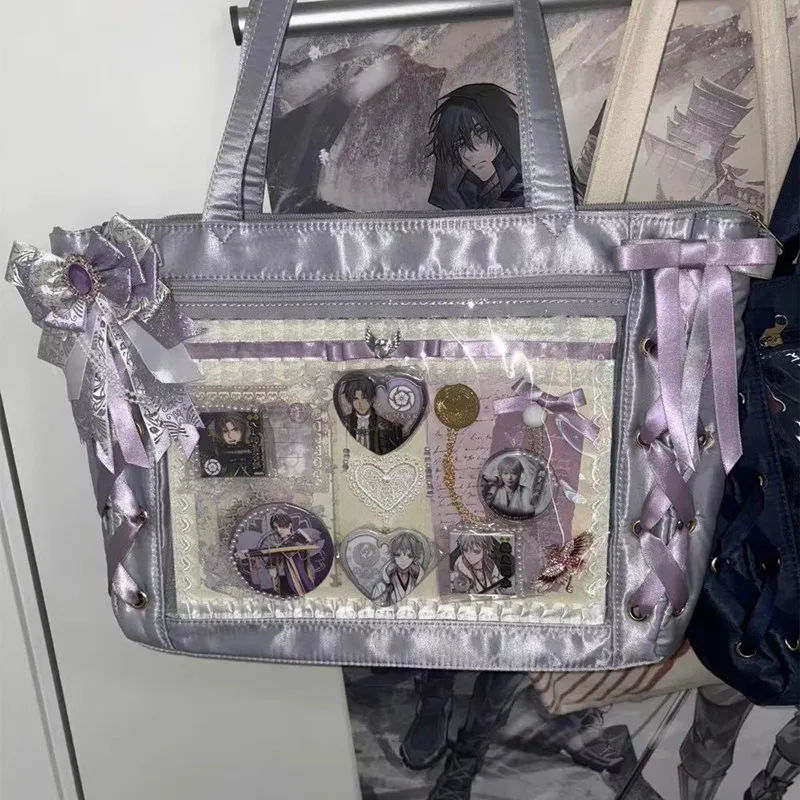 Italife Big Chain Bows Women Ita Bag Accessories for Anime ACG Display Girl Clear Pocket Backpack Itabag Decoration Luxury H351