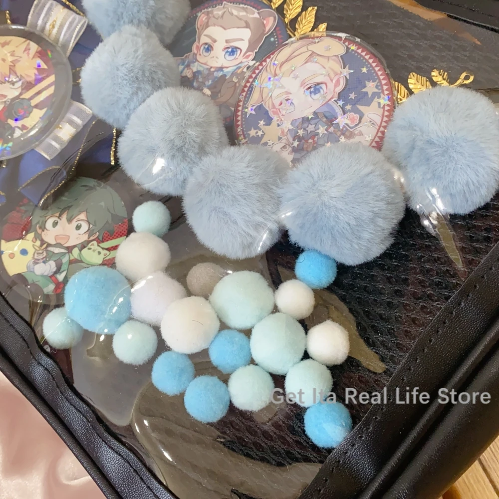 Italife Ita Bag Ornament Decoration Pink Blue Cartoon Color Hairball Chains Women Girl Itabag Accessories Backpacks Fillers H327