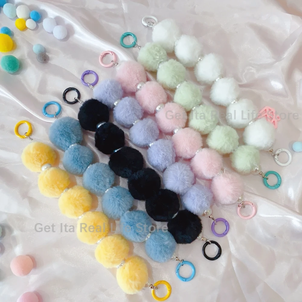 Italife Ita Bag Ornament Decoration Pink Blue Cartoon Color Hairball Chains Women Girl Itabag Accessories Backpacks Fillers H327
