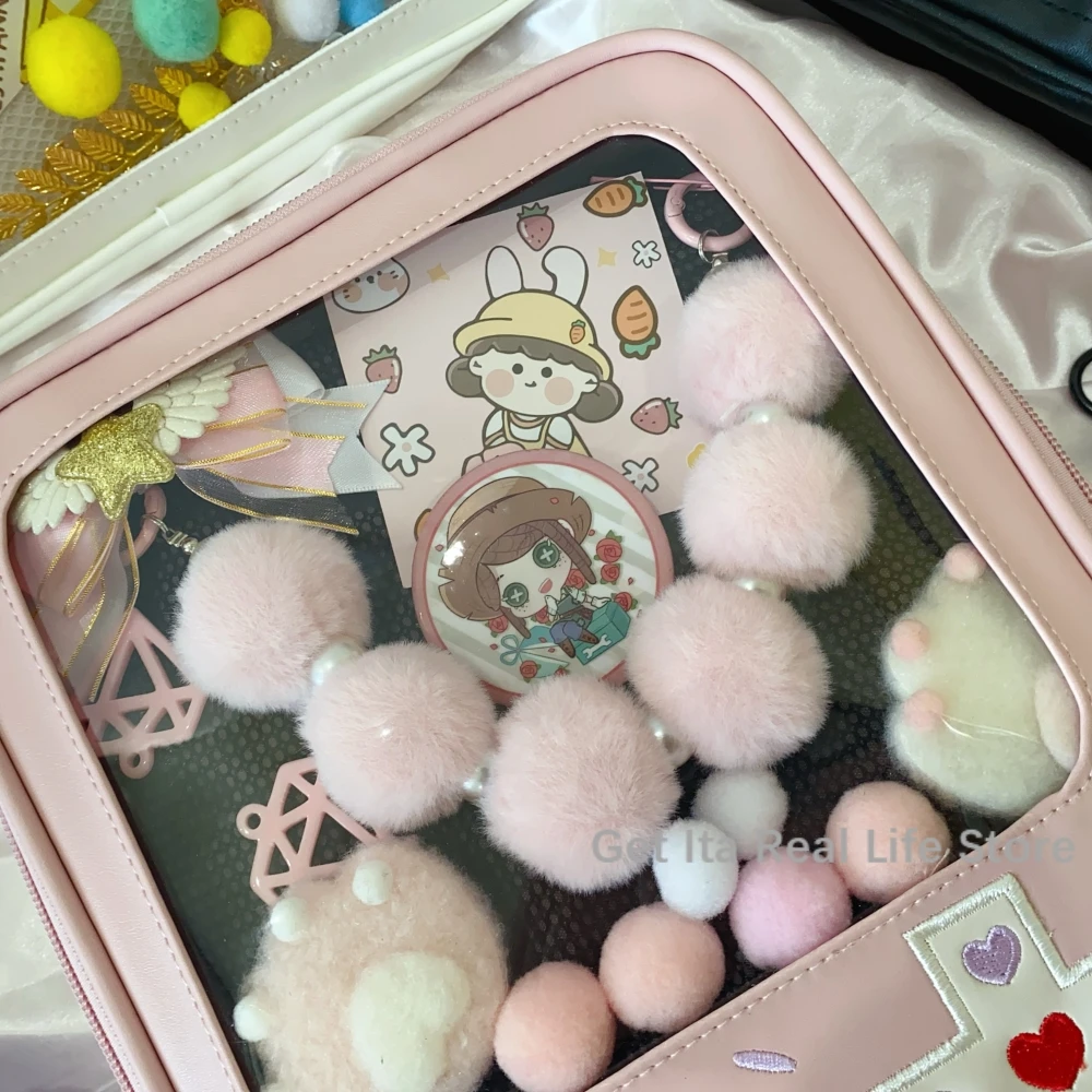 Italife Ita Bag Ornament Decoration Pink Blue Cartoon Color Hairball Chains Women Girl Itabag Accessories Backpacks Fillers H327