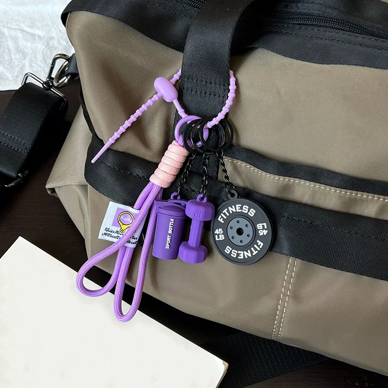 3DMini Dumbbell Fitness Kettle Keychain for Women Fashion Bag Pendant Fitness Enthusiast Bag Car Key Charm Decoration Gift