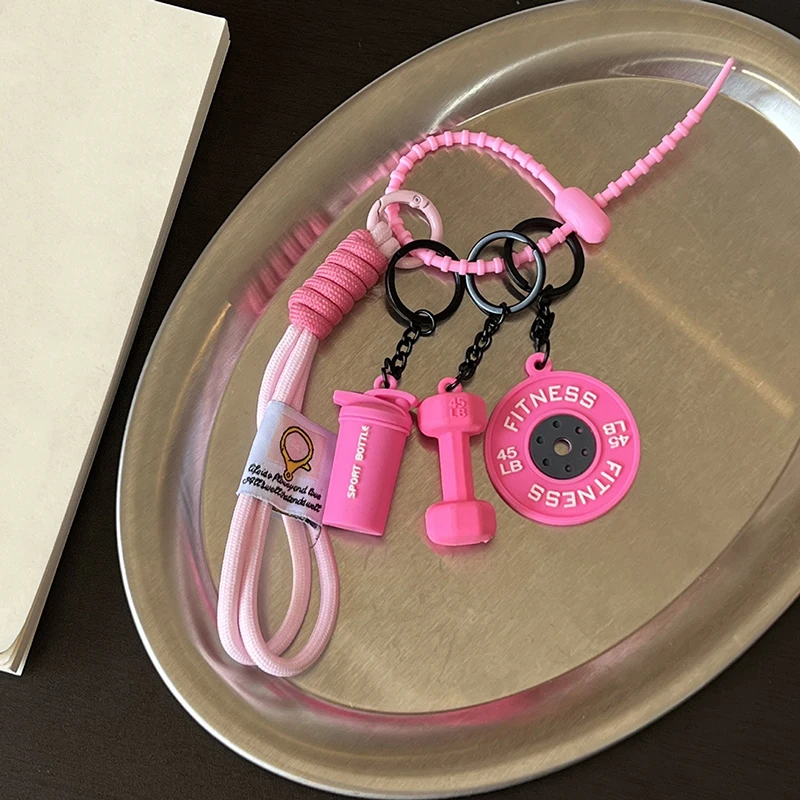 3DMini Dumbbell Fitness Kettle Keychain for Women Fashion Bag Pendant Fitness Enthusiast Bag Car Key Charm Decoration Gift