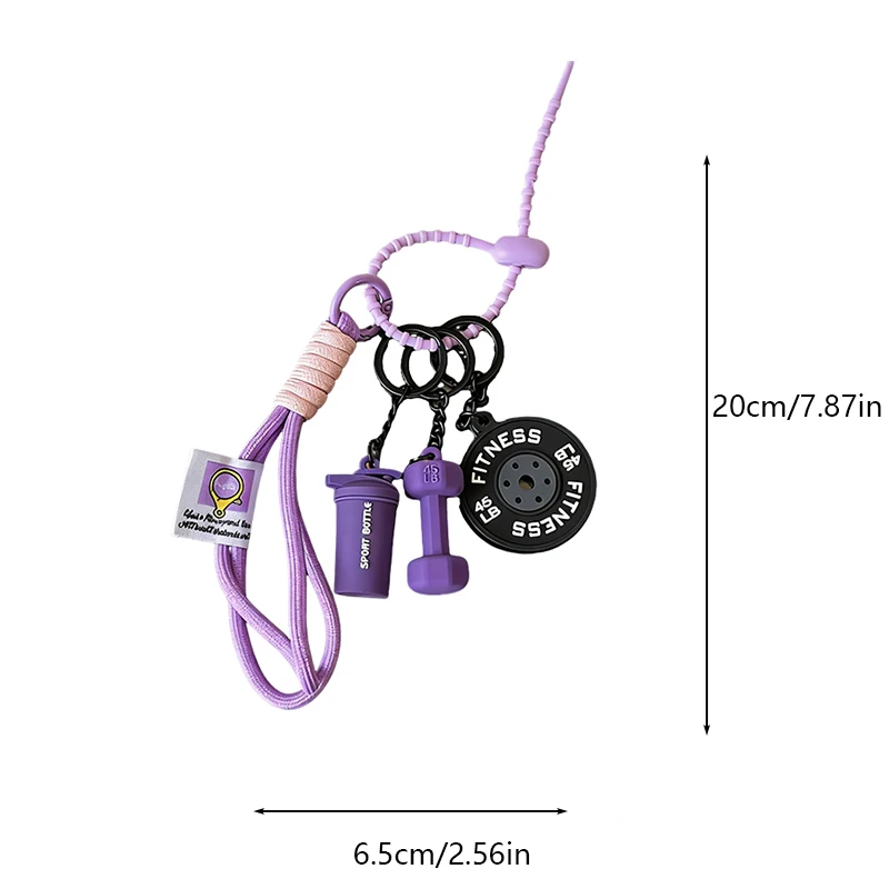 3DMini Dumbbell Fitness Kettle Keychain for Women Fashion Bag Pendant Fitness Enthusiast Bag Car Key Charm Decoration Gift