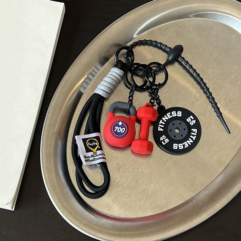 3DMini Dumbbell Fitness Kettle Keychain for Women Fashion Bag Pendant Fitness Enthusiast Bag Car Key Charm Decoration Gift