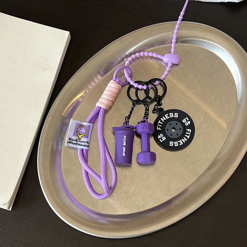 3DMini Dumbbell Fitness Kettle Keychain for Women Fashion Bag Pendant Fitness Enthusiast Bag Car Key Charm Decoration Gift
