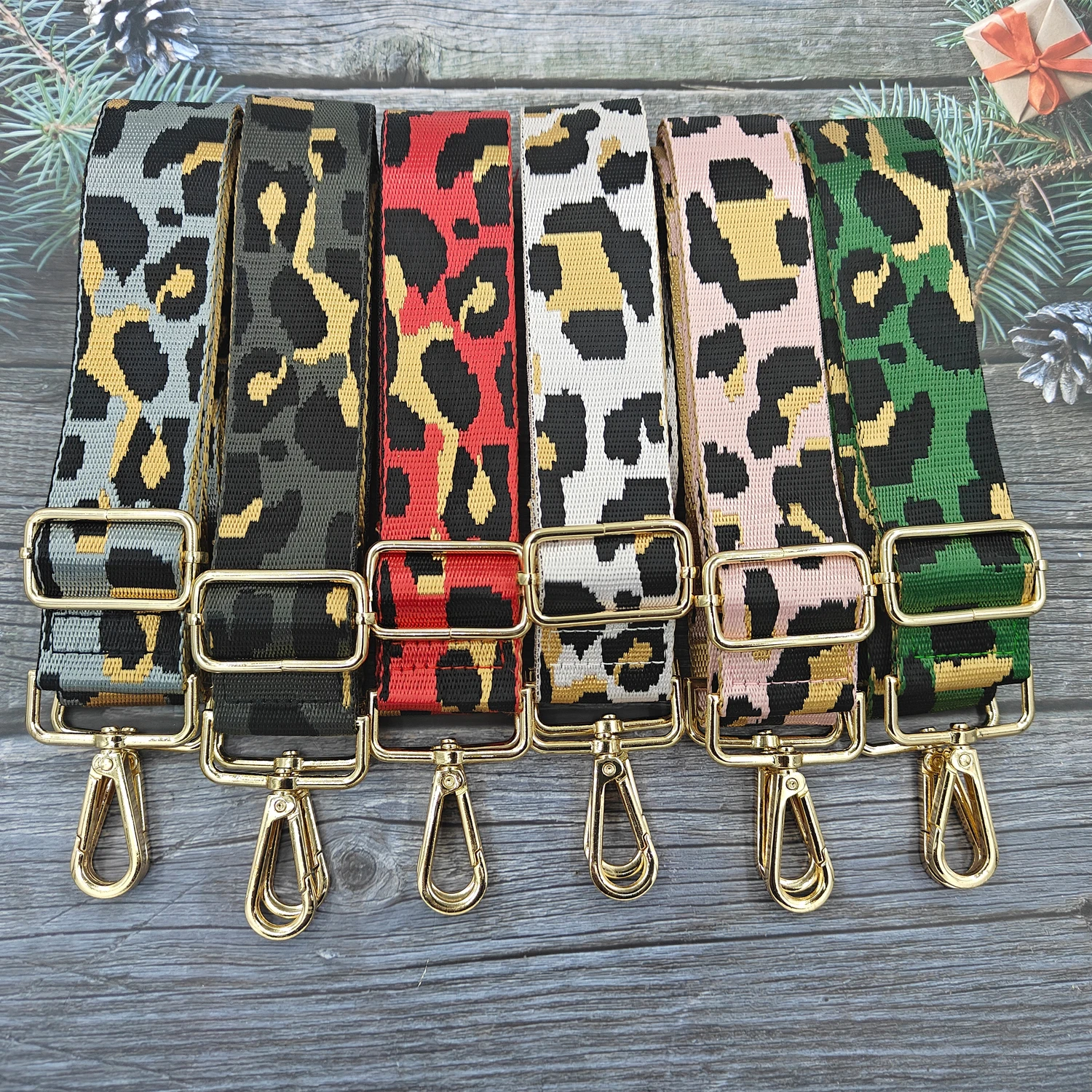 Fashionable Leopard Print Shoulder Strap with Adjustable Luggage Replacement Strap, Convenient Luggage Accessories