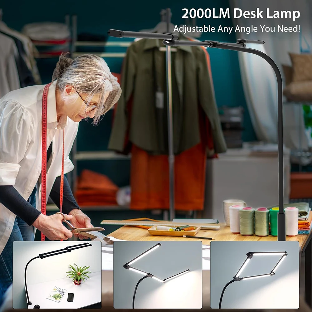 Led Desk Lamp with Clamp Architect Desk Lamp for Home Office 24W Ultra Bright Auto Dimming PC Light Stepless Dimming Table Light