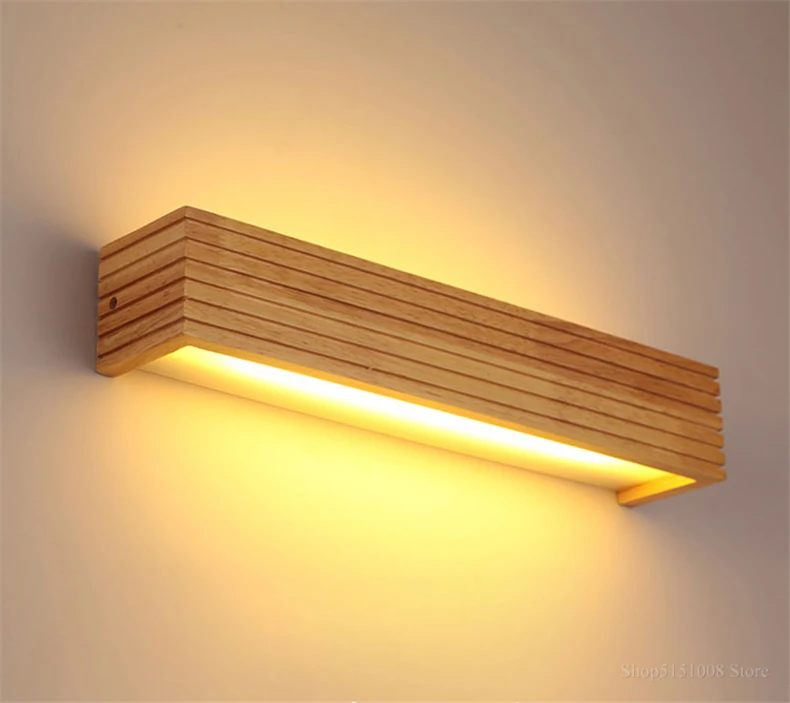 Modern Japan Style Led Oak Wooden Wall Lamps Lights Bedroom Bed Lamp Bathroom Home Wall Sconce Solid Wood Wall Light Fixtures