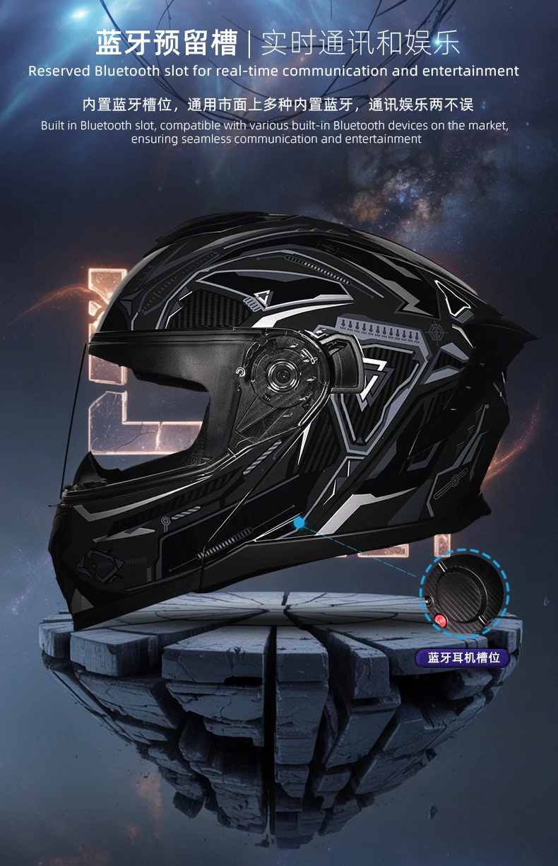 LVS-Flip Up Motorcycle Helmet Dual Visor Modular Full Face Helmet ECE Approved Street Racing Touring Crash Helmet