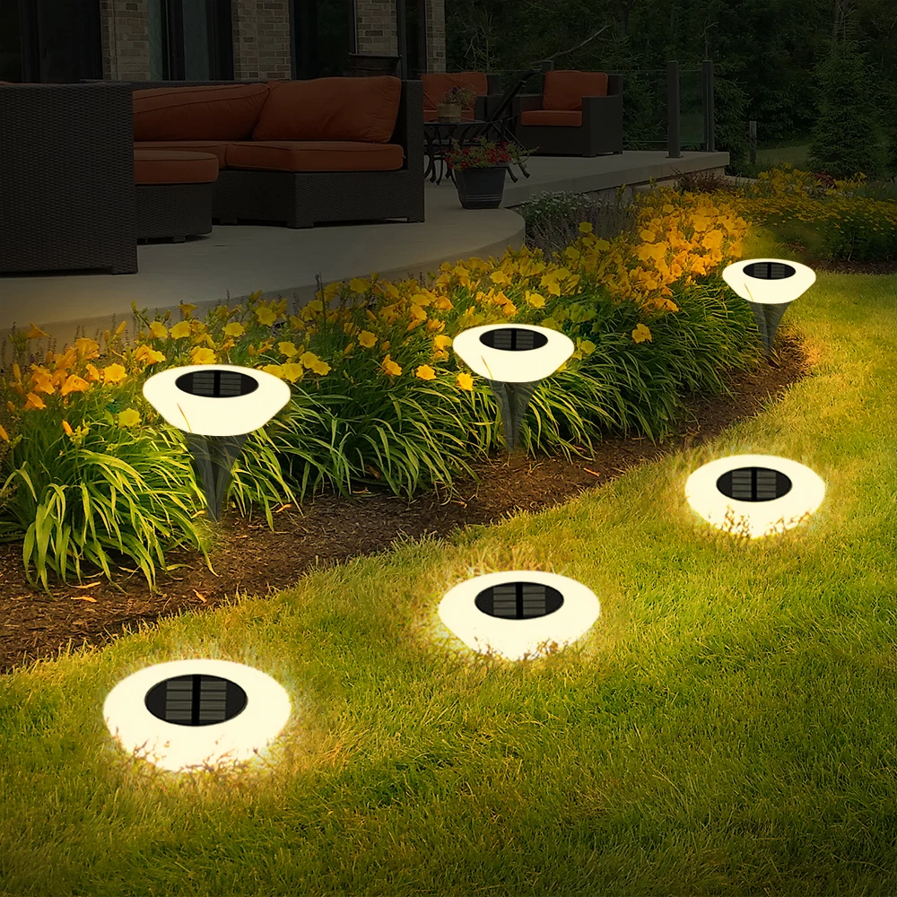 1/4 PCS Solar Ground Lights, Cool White/Warm , IP65 Waterproof Outdoor LED Buried Lights for Garden Pathway Lawn