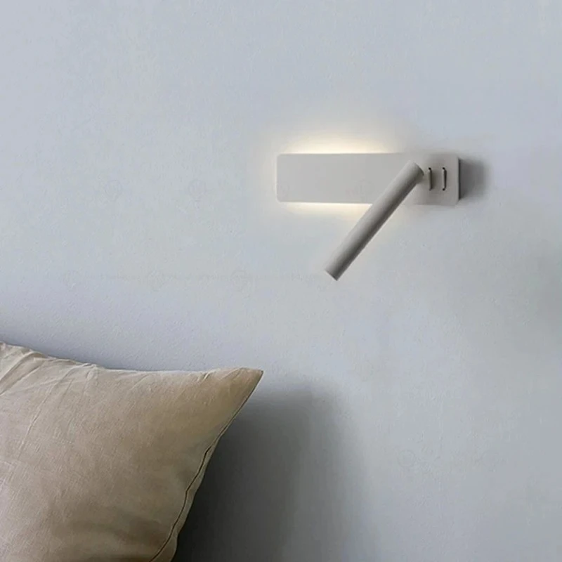 LED Wall Reading Lamp for Bedroom Hotel Minimalist Night Book Lamp Rotation Bedside Wall Sconce Home Lighting Fixture
