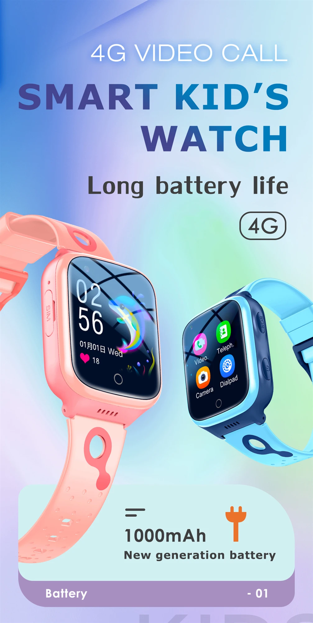 Smart Watch 4G Sim Card Kids GPS WiFi Video Call Tracker Location SOS Call Back Monitor Phone Watch Smartwatch Children Gifts