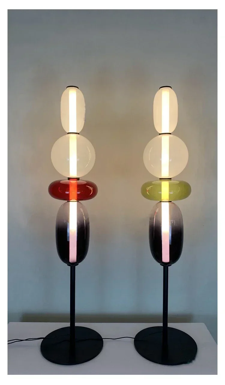 Nordic Colorful Glass Design Floor Lamp Glass Lampshade Table Light Standing Floor Light Bedroom Living Room Study Lighting