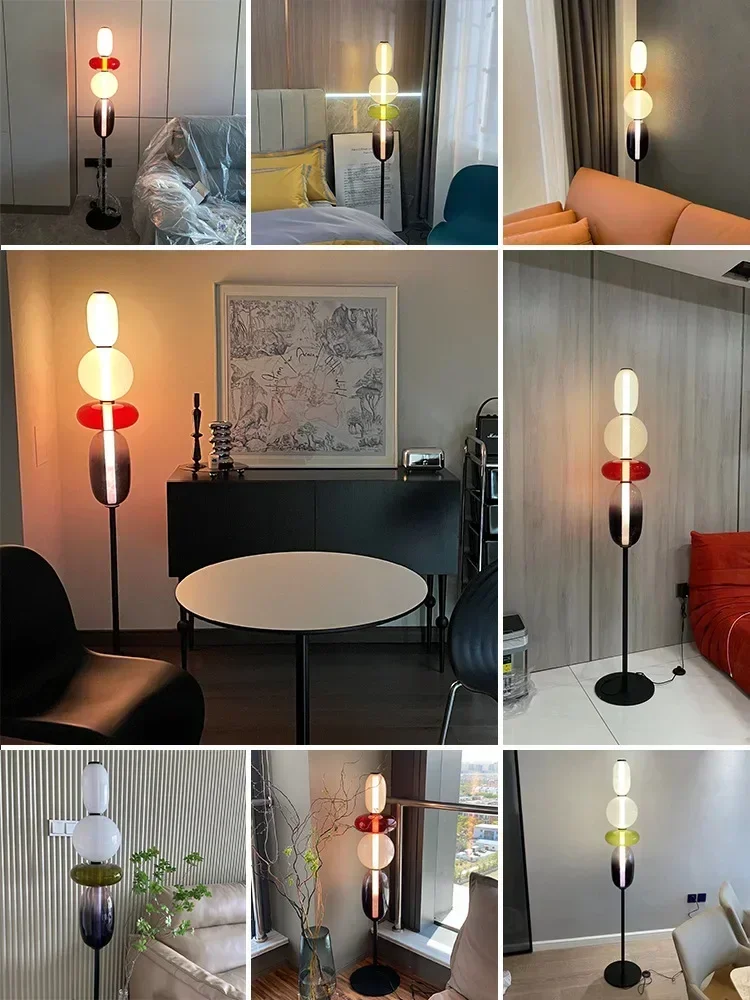 Nordic Colorful Glass Design Floor Lamp Glass Lampshade Table Light Standing Floor Light Bedroom Living Room Study Lighting