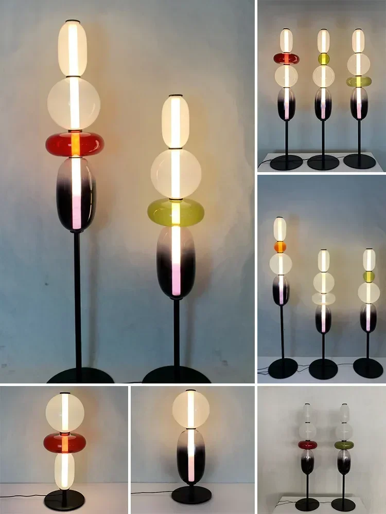 Nordic Colorful Glass Design Floor Lamp Glass Lampshade Table Light Standing Floor Light Bedroom Living Room Study Lighting