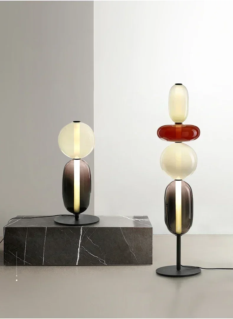 Nordic Colorful Glass Design Floor Lamp Glass Lampshade Table Light Standing Floor Light Bedroom Living Room Study Lighting