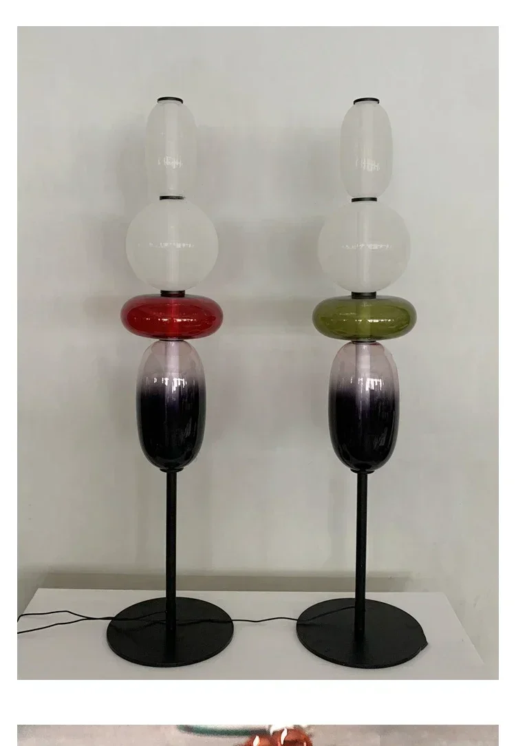 Nordic Colorful Glass Design Floor Lamp Glass Lampshade Table Light Standing Floor Light Bedroom Living Room Study Lighting