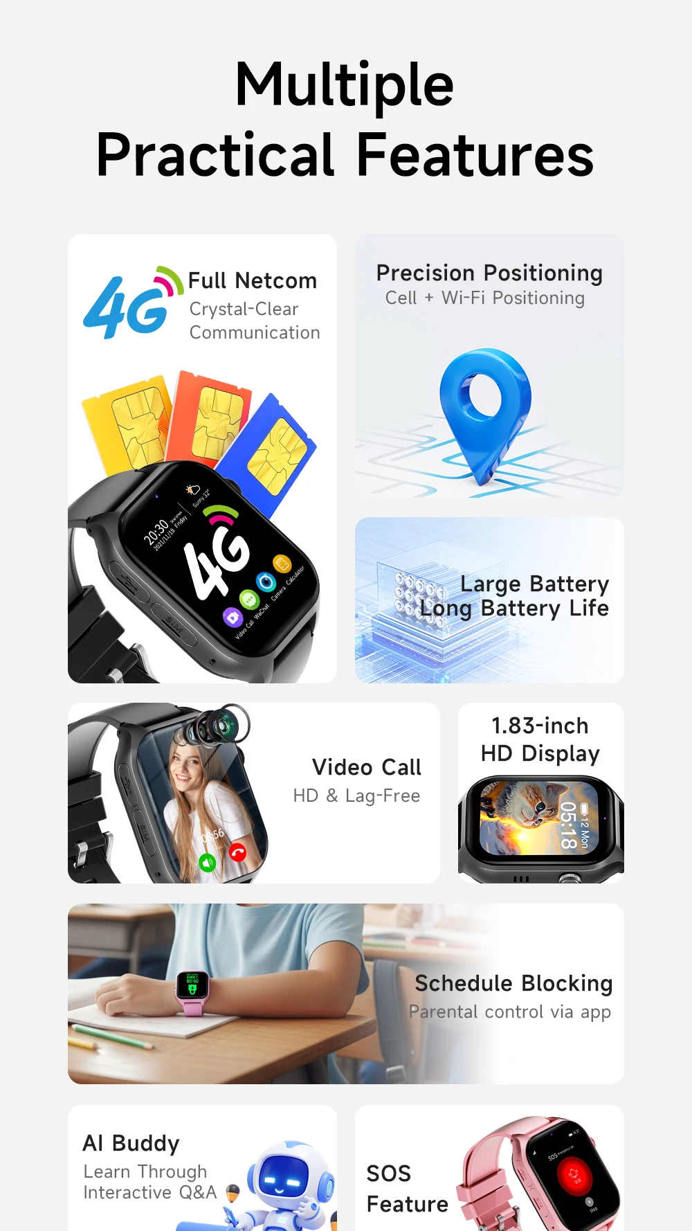 Kids 4G Smart Watch GPS WIFI Video Call SOS APP Download Child Smartwatch Camera Monitor Tracker Location Students Phone Watch