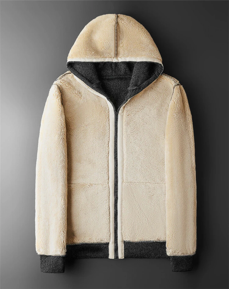 Men Winter Lambswool Zipper Hoodies Cotton Jacket Men's Thicker Plus Size Warm Jacket Top Fleece Black Coats Male Jackets
