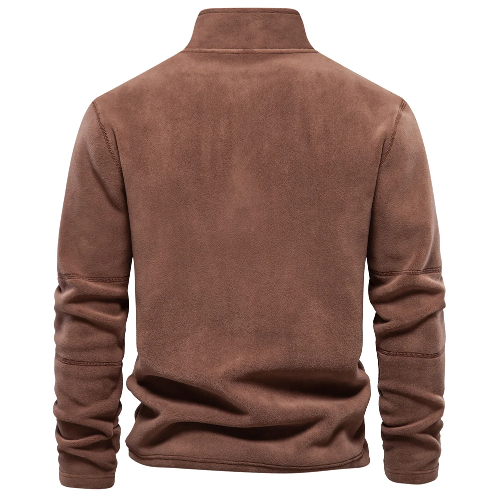 AIOPESON Brand Quality Thicken Warm Fleece Jacket for Men Zipper Neck Pullover Men's Sweatshirt Soft Shell Mens Jacket