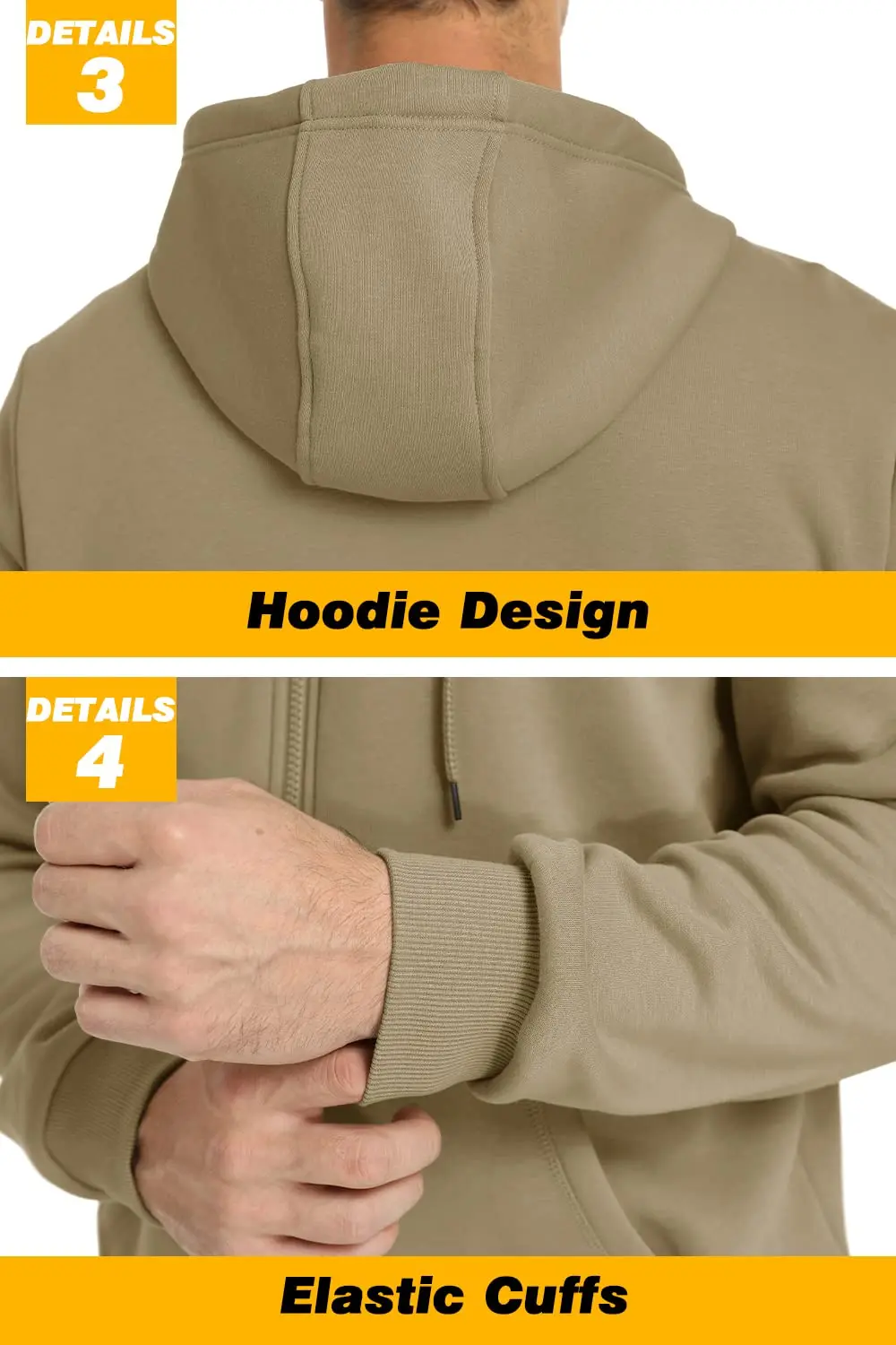 TACVASEN Big Pockets Fleece Lining Hoodies Mens Hooded Coats Full Zip Up Casual Hoodie Jackets Athlete Running Hiking Sportswear