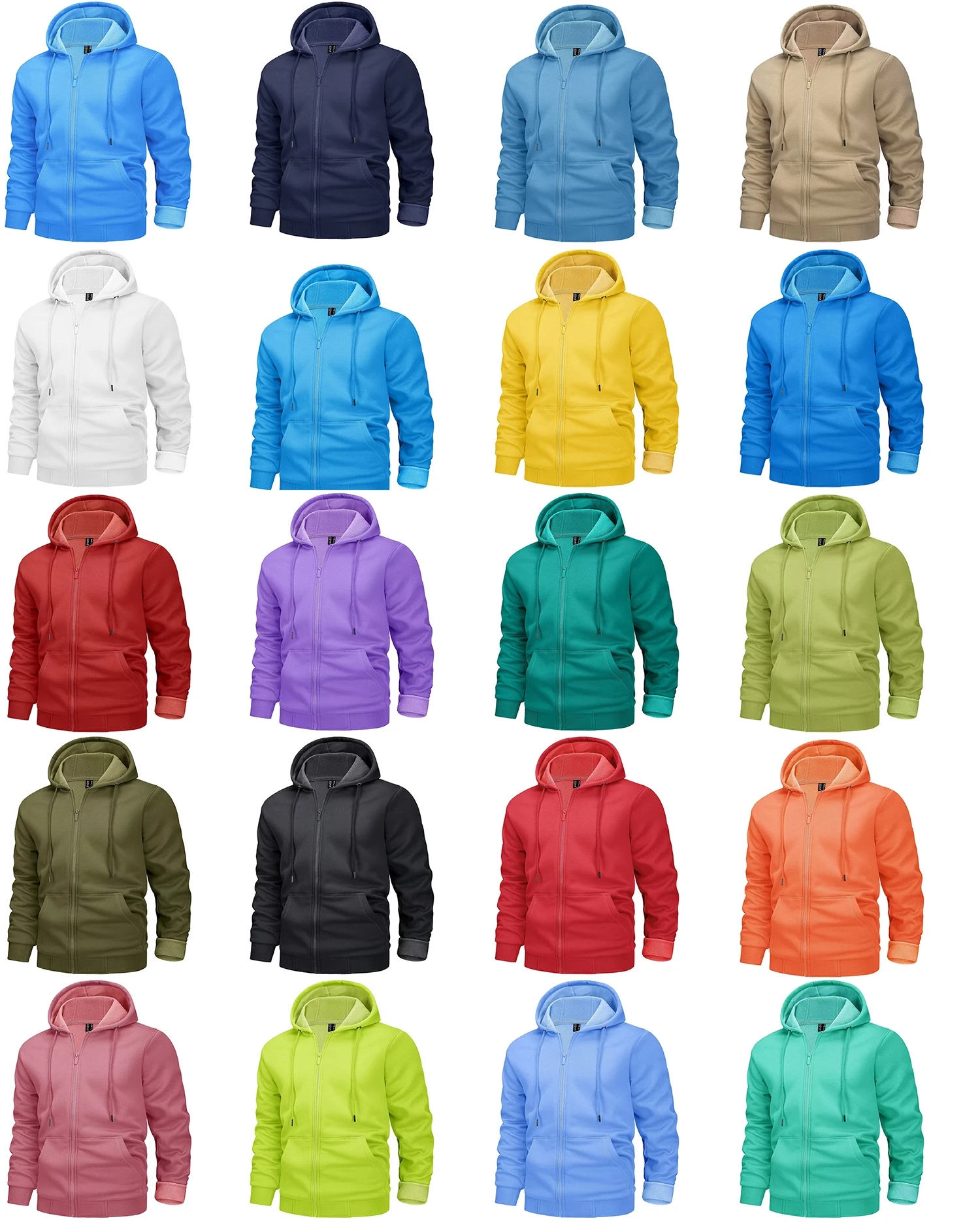 TACVASEN Big Pockets Fleece Lining Hoodies Mens Hooded Coats Full Zip Up Casual Hoodie Jackets Athlete Running Hiking Sportswear