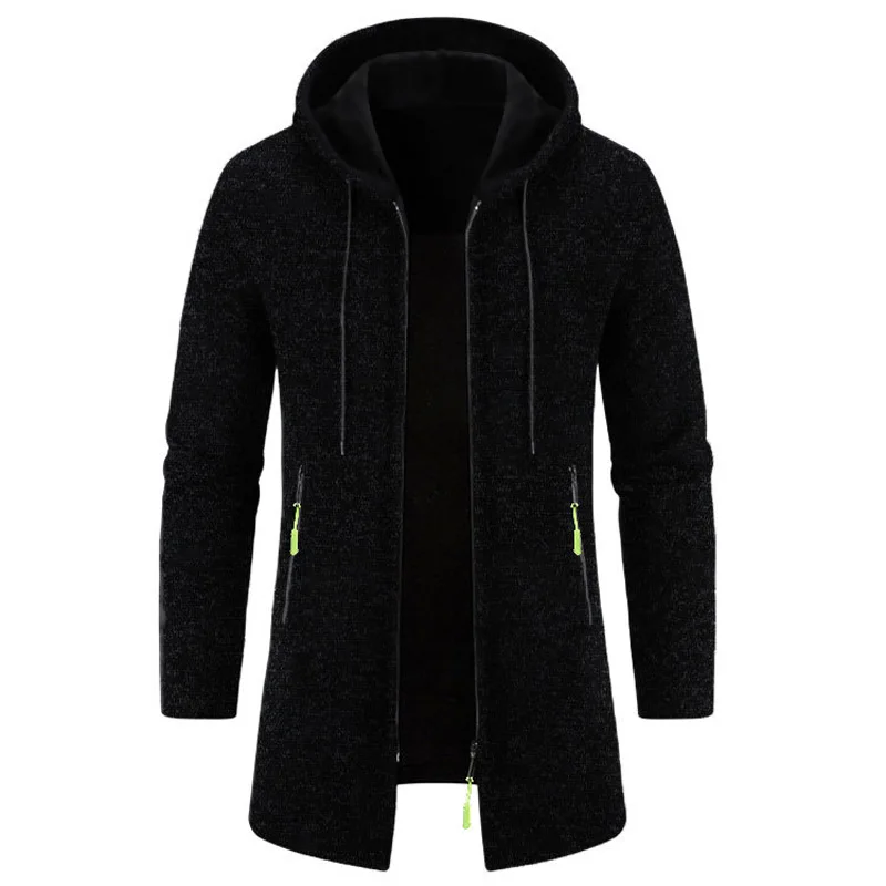 Men's Hoodies SpringAutumn CasualSolid Hooded Zip-Up Sweatshirts LongSleeve Knit Hoodie Men Sweatshirt Streetwear Hoody Cardigan