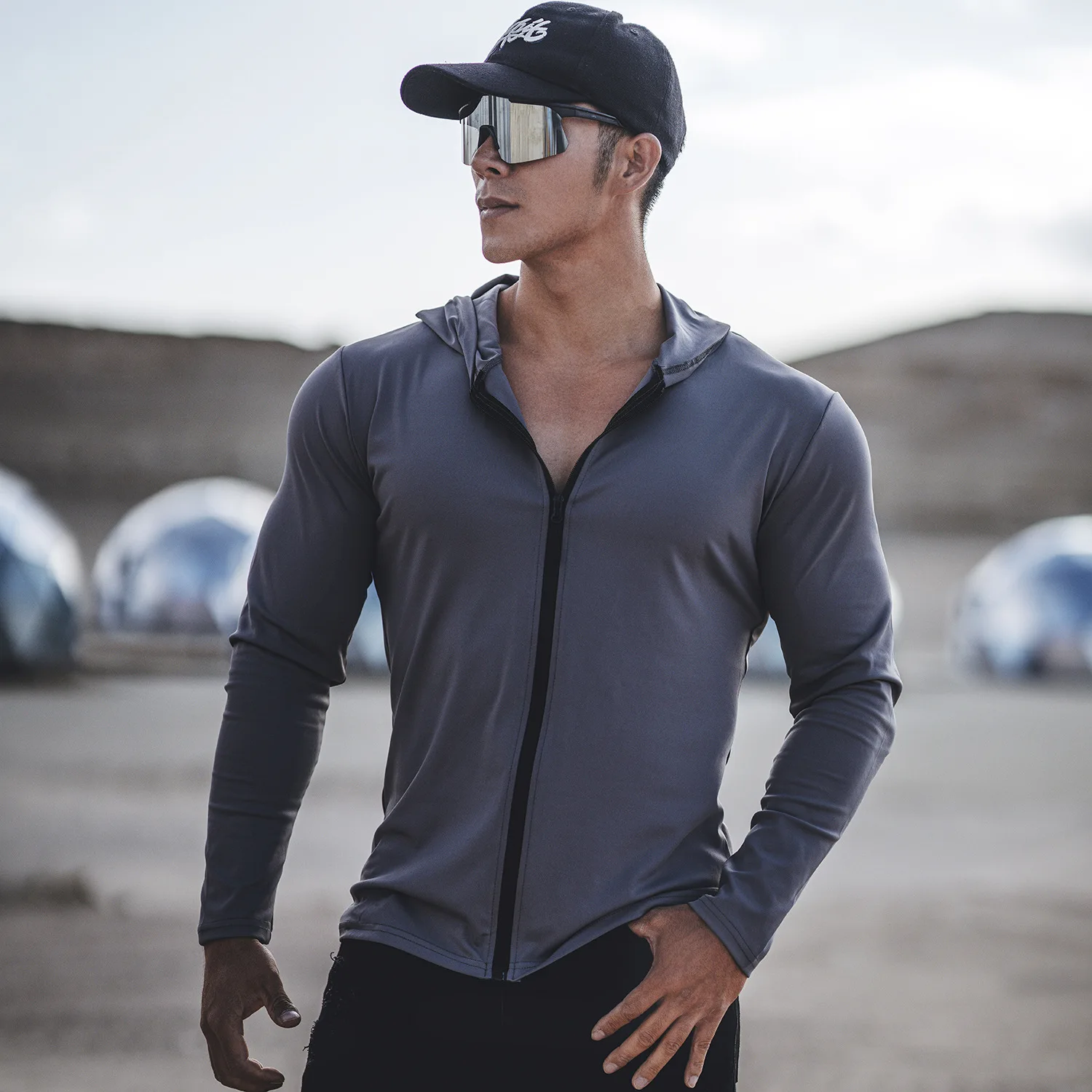 2024 Spring and Autumn New Men's Sports Casual Running Exercise Gym Training Thin Hooded Zipper Long Sleeve hoodie