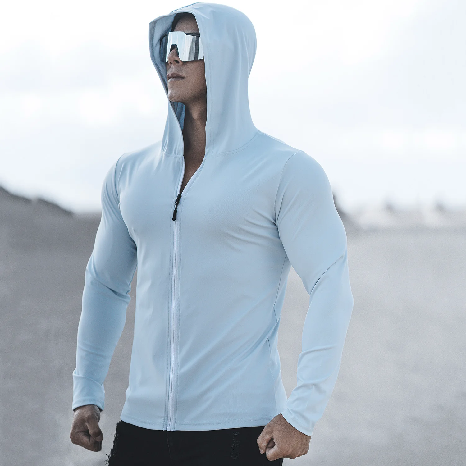 2024 Spring and Autumn New Men's Sports Casual Running Exercise Gym Training Thin Hooded Zipper Long Sleeve hoodie