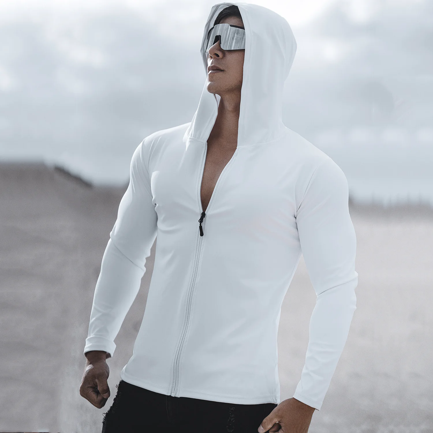 2024 Spring and Autumn New Men's Sports Casual Running Exercise Gym Training Thin Hooded Zipper Long Sleeve hoodie