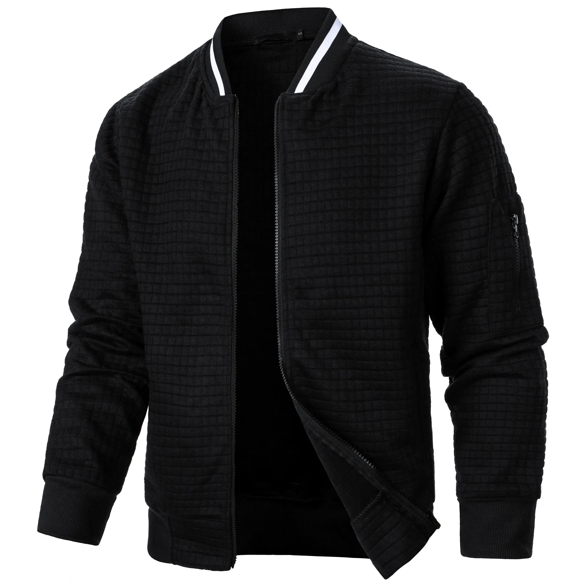 2024-Hot-Selling-Men's-Four-Seasons-Waffle-Full-Zipper-Top-Men's-Slim-Fit-Versatile-Sweatshirt-Men's-Casual-Cardigan-Sweatshirt