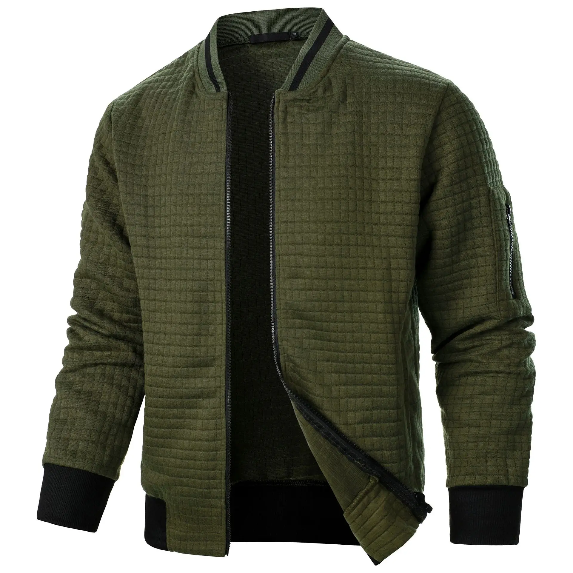 2024-Hot-Selling-Men's-Four-Seasons-Waffle-Full-Zipper-Top-Men's-Slim-Fit-Versatile-Sweatshirt-Men's-Casual-Cardigan-Sweatshirt