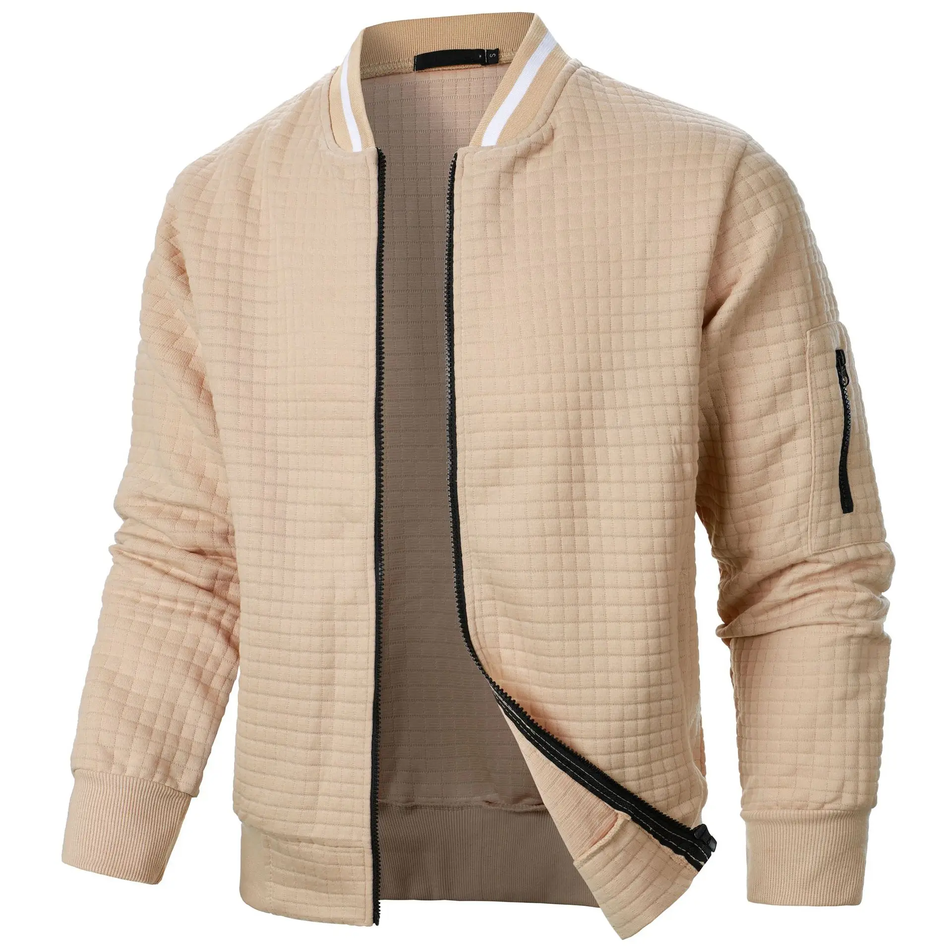 2024-Hot-Selling-Men's-Four-Seasons-Waffle-Full-Zipper-Top-Men's-Slim-Fit-Versatile-Sweatshirt-Men's-Casual-Cardigan-Sweatshirt