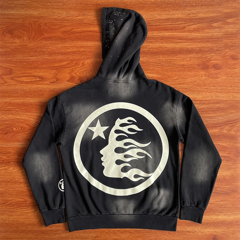 HS Wash Water Heavy Diamond Set Casual Hoodie